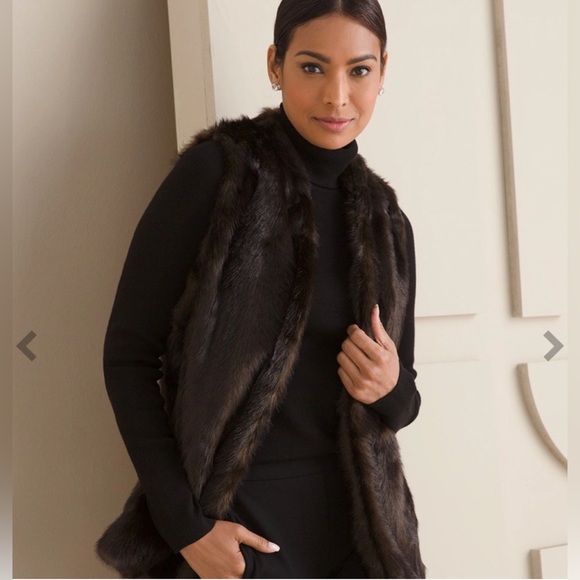CHICO’s Faux Fur Teddy Vest sz 0 / Small - Picture 2 of 8